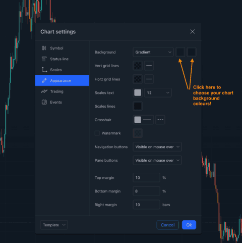 Changing your Tradingview chart background colour